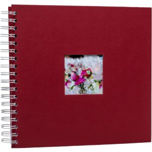 Album spiralny Khari rosso zebrowany bialy strony 23x24 cm