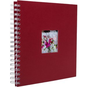 Album spiralny Khari rosso zebrowany bialy strony 23x24 cm