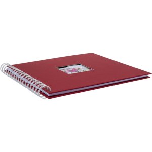 Album spiralny Khari rosso zebrowany bialy strony 23x24 cm