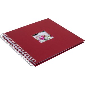 Album spiralny Khari rosso zebrowany bialy strony 23x24 cm