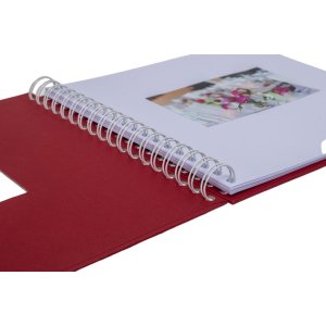 Album spiralny Khari rosso zebrowany bialy strony 23x24 cm