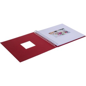 Album spiralny Khari rosso zebrowany bialy strony 23x24 cm