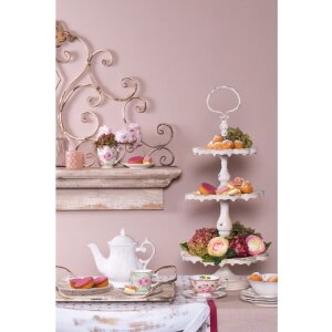 Clayre & Eef 6CEMU0059 Kubek 200 ml Beżowo-różowy Porcelana Kwiaty Złoto