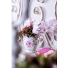 Clayre & Eef 6CEMU0059 Kubek 200 ml Beżowo-różowy Porcelana Kwiaty Złoto