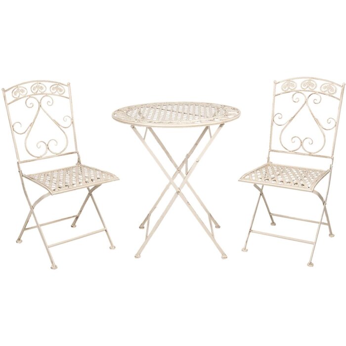 Stół + 2 krzesła Ø 70x76 cm - 39x48x91 cm (2 sztuki) Clayre & Eef 5Y0696