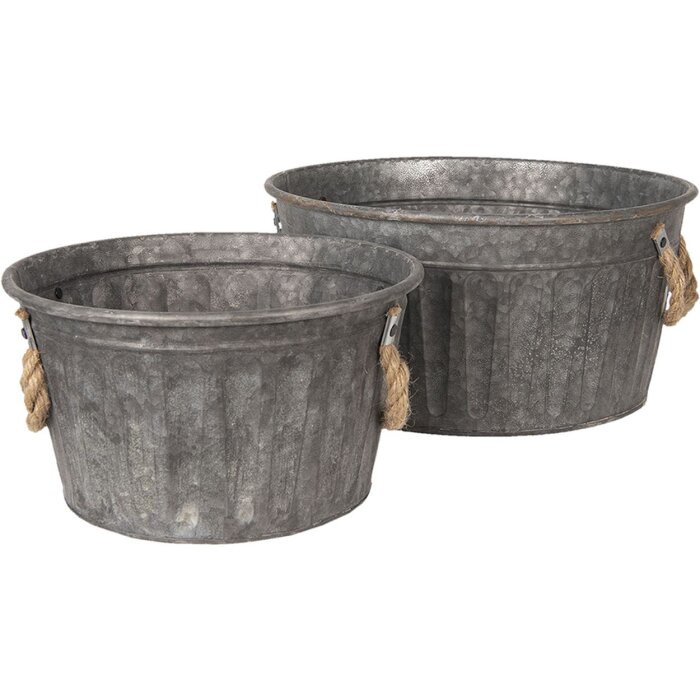 Żeliwne wiadro dekoracyjne (2 sztuki) Ø 35x17 - Ø 27x15 cm Clayre & Eef 6Y3735