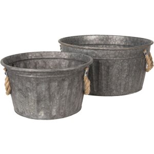 Żeliwne wiadro dekoracyjne (2 sztuki) Ø 35x17 - Ø 27x15 cm Clayre & Eef 6Y3735