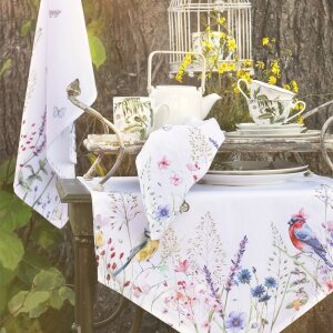 Clayre & Eef SFL42 Tea Towel 50x70 cm White Green Flowers Cotton Rectangular