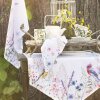 Clayre & Eef SFL42 Tea Towel 50x70 cm White Green Flowers Cotton Rectangular