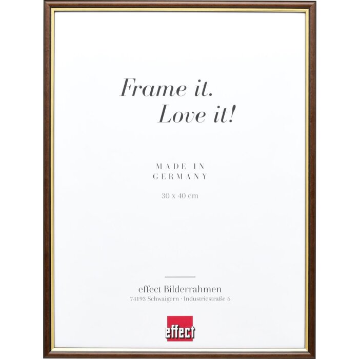 Efekt drewniana rama profil 23 orzech brąz 14,8x21 cm szkło muzealne
