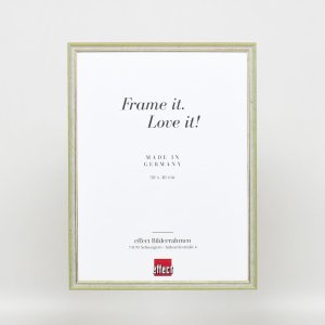 Efekt rama z litego drewna profil 25 zielony 14,8x21 cm szkło muzealne