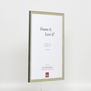 Efekt rama z litego drewna profil 25 zielony 14,8x21 cm szkło muzealne