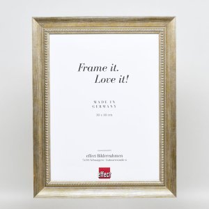 Efekt rama z litego drewna profil 28 złoty 20x20 cm szkło przezroczyste