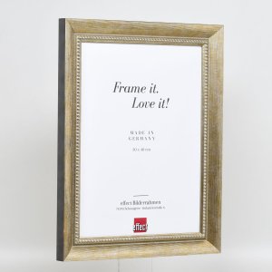 Efekt rama z litego drewna profil 28 złoty 20x20 cm szkło przezroczyste