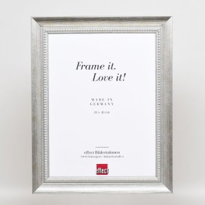 Efekt rama z litego drewna profil 28 srebrny 24x30 cm szkło antyrefleksyjne