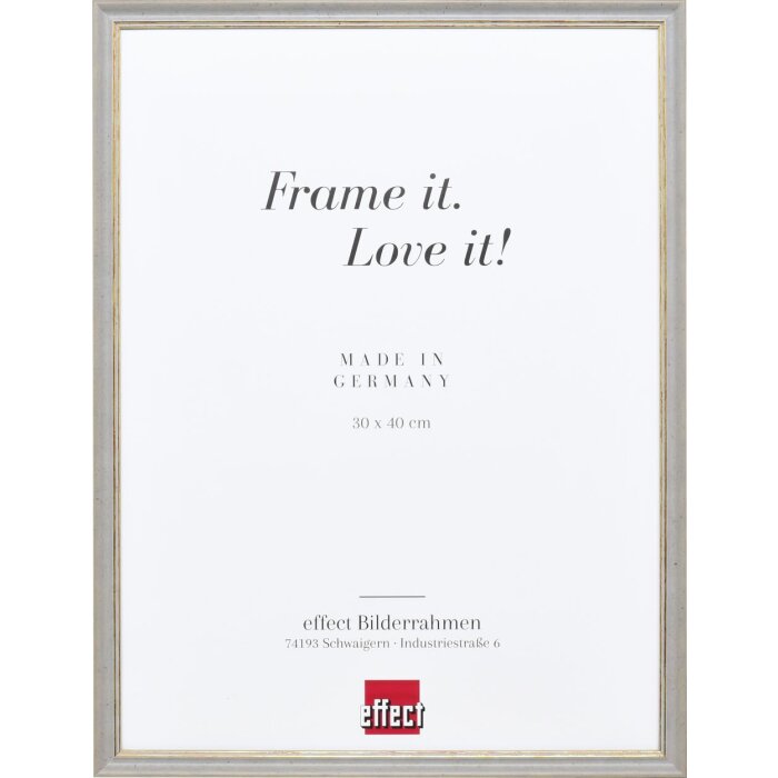 Efekt rama z litego drewna Profil 25 szary 25x50 cm szkło przezroczyste