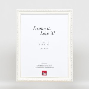Efekt Drewniana rama barokowa Profil 37 biały 27x48 cm Szkło muzealne