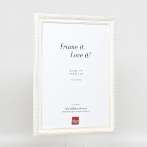 Efekt Drewniana rama barokowa Profil 37 biały 27x48 cm Szkło muzealne