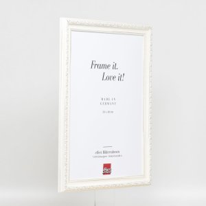 Efekt Drewniana rama barokowa Profil 37 biały 27x48 cm Szkło muzealne