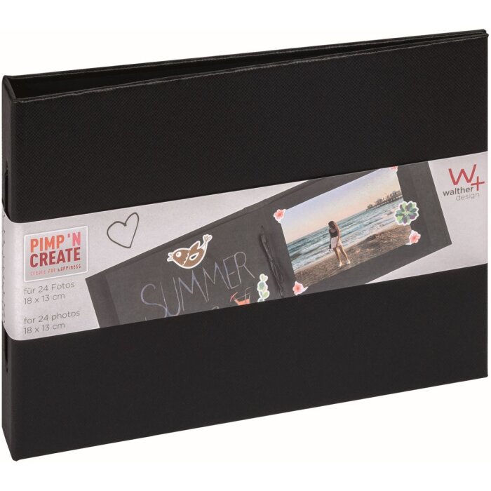 Walther Klein Photo Album Pimp and Create czarny format krajobrazowy 24 czarne strony