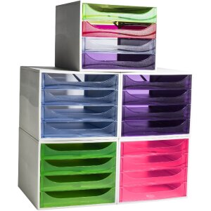 Exacompta ECOBOX 4 szuflady malinowy 348x284x234mm DIN A4