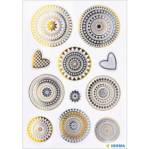 HERMA Kreatywna naklejka Mandala Zlota i Srebrna Folia