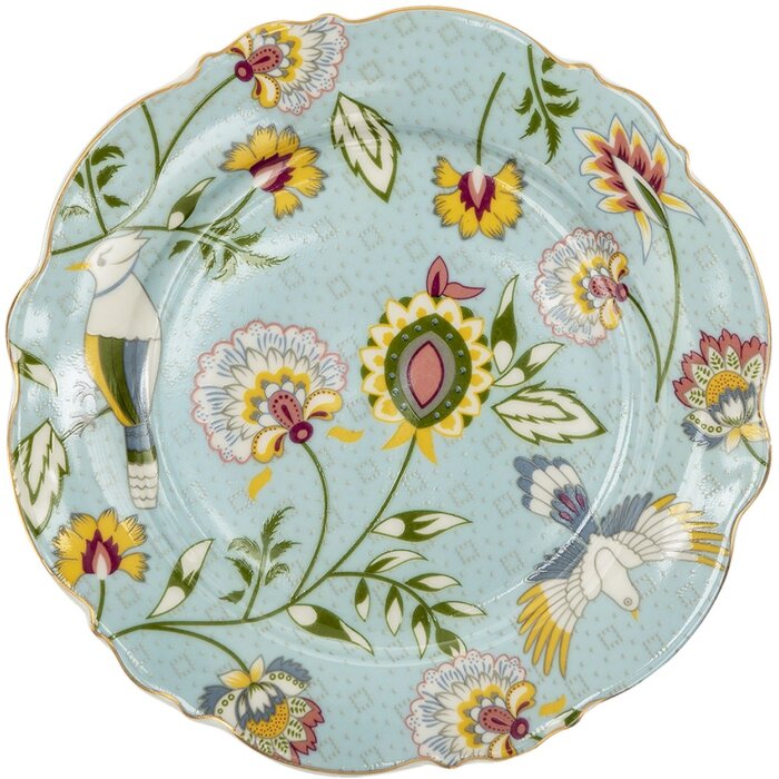 Clayre & Eef 6CE1284 zastawa stołowa Talerz śniadaniowy niebieski Ø 20x2 cm