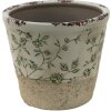 Clayre & Eef 6CE1384L Doniczka wewnętrzna zielona, biała Ø 16x16 cm
