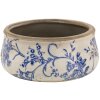 Clayre & Eef 6CE1397L Doniczka do wnętrz niebieska, biała Ø 21x8 cm
