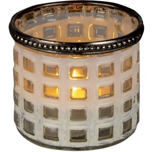 Clayre & Eef 6GL3332 Szklany świecznik biały Ø...