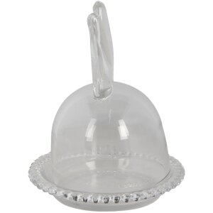 Clayre & Eef 6GL3376 Szklany dzwonek królik przezroczysty Ø 14x16 cm.