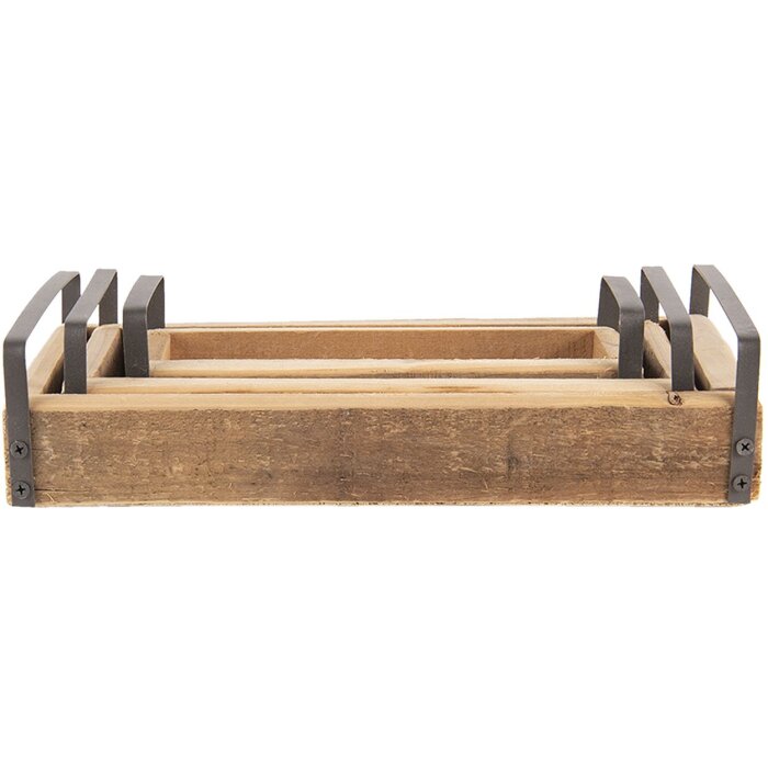 Taca dekoracyjna Clayre & Eef (zestaw 3 sztuk) brązowa 35x20x5 - 30x15x5 - 25x10x5 cm