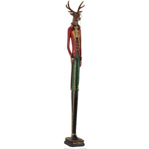 Clayre Eef 4PR0008 Dekoracja świąteczna Deer Red 12x12x92 cm