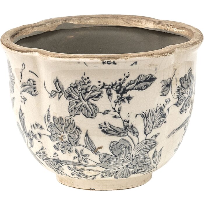 Clayre & Eef 6CE1450S Doniczka do wnętrz szara, beżowa Ø 16x12 cm