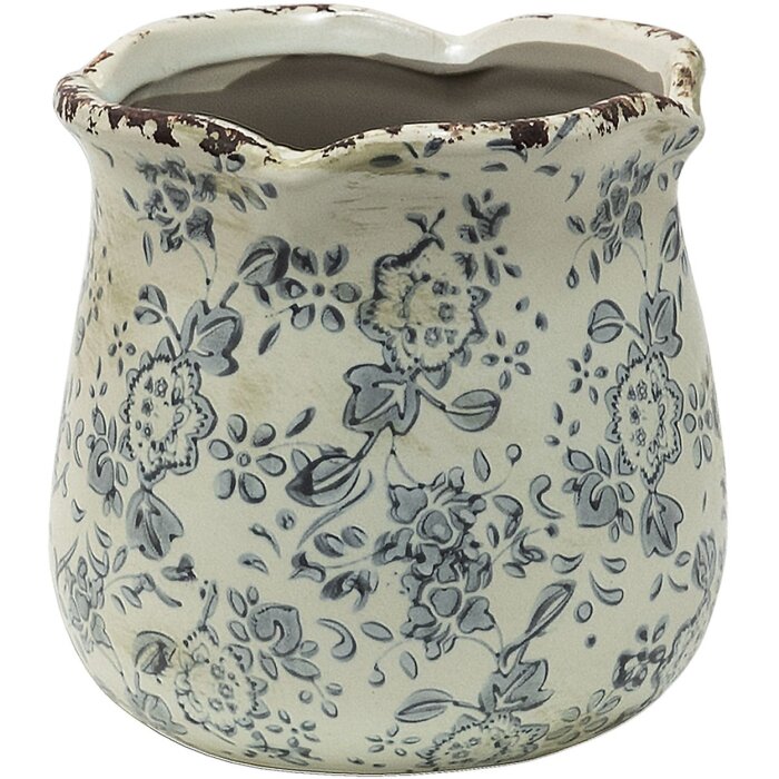 Clayre & Eef 6CE1455M Doniczka do wnętrz szara, beżowa Ø 15x14 cm
