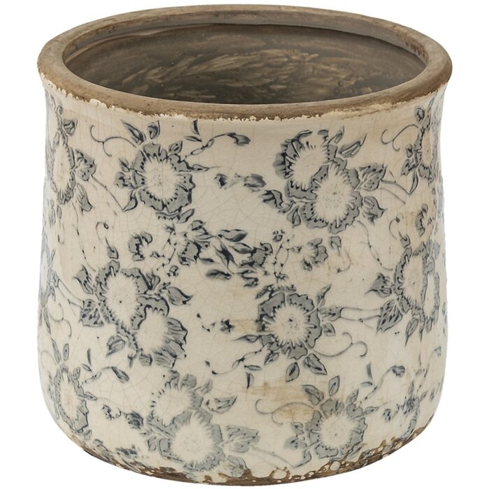 Clayre & Eef 6CE1459L Doniczka do wnętrz szara, beżowa Ø 17x16 cm