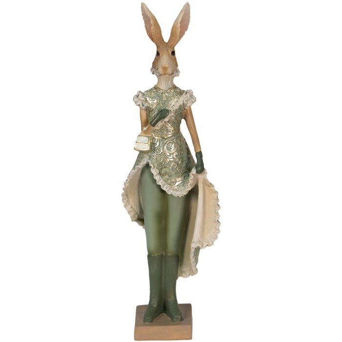 Clayre & Eef 6PR3592 Deco Rabbit Green, Brown, Beige 11x8x33 cm