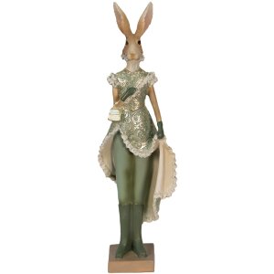 Clayre & Eef 6PR3592 Deco Rabbit Green, Brown, Beige 11x8x33 cm