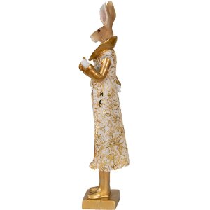 Clayre & Eef 6PR3602 Deco Rabbit kolor złoty, biały 11x8x33 cm