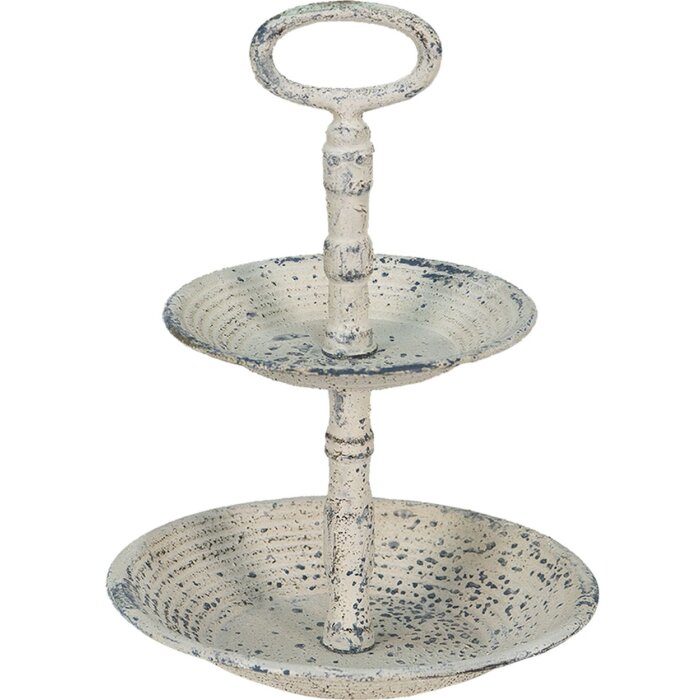 Clayre & Eef 6Y4770 Etażer 2 poziomy Beżowy Ø 19x27 cm