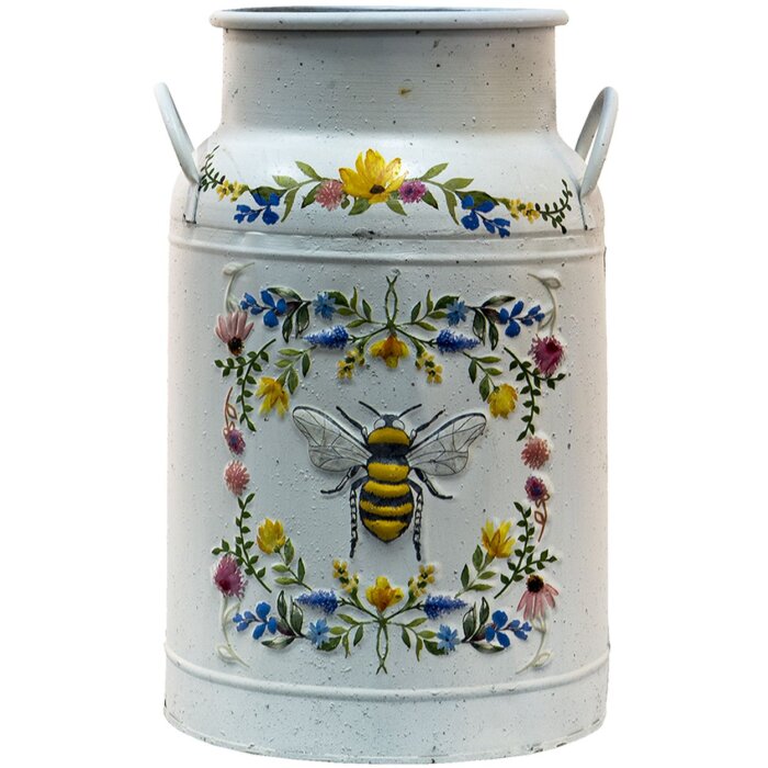 Clayre & Eef 6Y4774 Puszka na mleko Deco biała, żółta Ø 19x28 cm