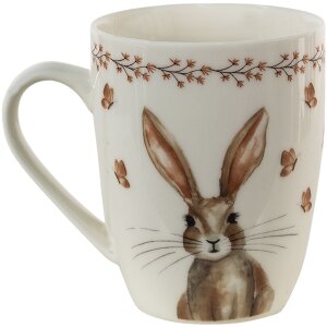 Clayre & Eef REBMU Kubek Beżowy, Brązowy 350 ml