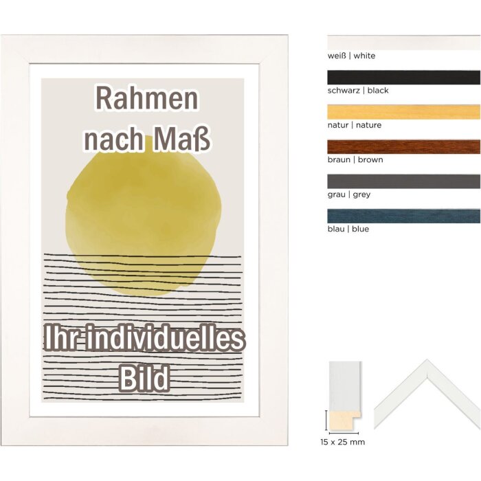 Drewniana rama Walther Bilbao ze srebrną krawędzią 2 rodzaje szkła i rozmiary specjalne