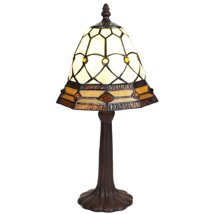 Clayre & Eef 5LL-6273 Lampa stołowa Tiffany Ø 21x39 cm E14-max 1x25W beżowy - brązowy