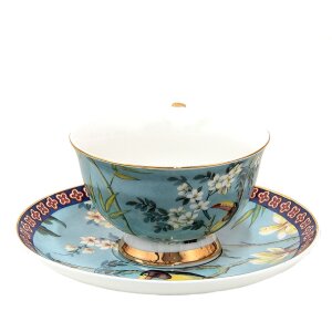 Clayre & Eef 6CE1476 Filiżanka do kawy i spodek 12x10x6 cm - Ø 15x2 cm - 200 ml