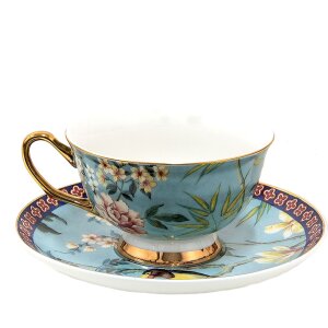 Clayre & Eef 6CE1476 Filiżanka do kawy i spodek 12x10x6 cm - Ø 15x2 cm - 200 ml