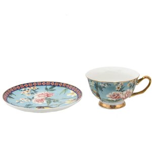 Clayre & Eef 6CE1476 Filiżanka do kawy i spodek 12x10x6 cm - Ø 15x2 cm - 200 ml
