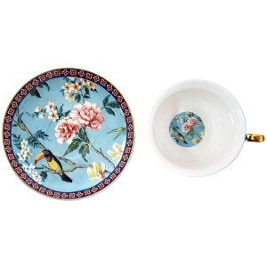 Clayre & Eef 6CE1476 Filiżanka do kawy i spodek 12x10x6 cm - Ø 15x2 cm - 200 ml