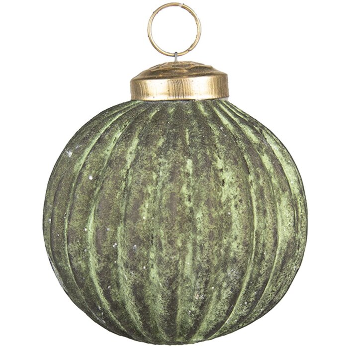Clayre & Eef 6GL3793 Piłka świąteczna Ø 7x7 cm Zielona Piłka świąteczna.
