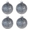 Clayre & Eef 6GL4108 Christmas Tree Ball Ø 8x8 cm (Set of 4) Blue